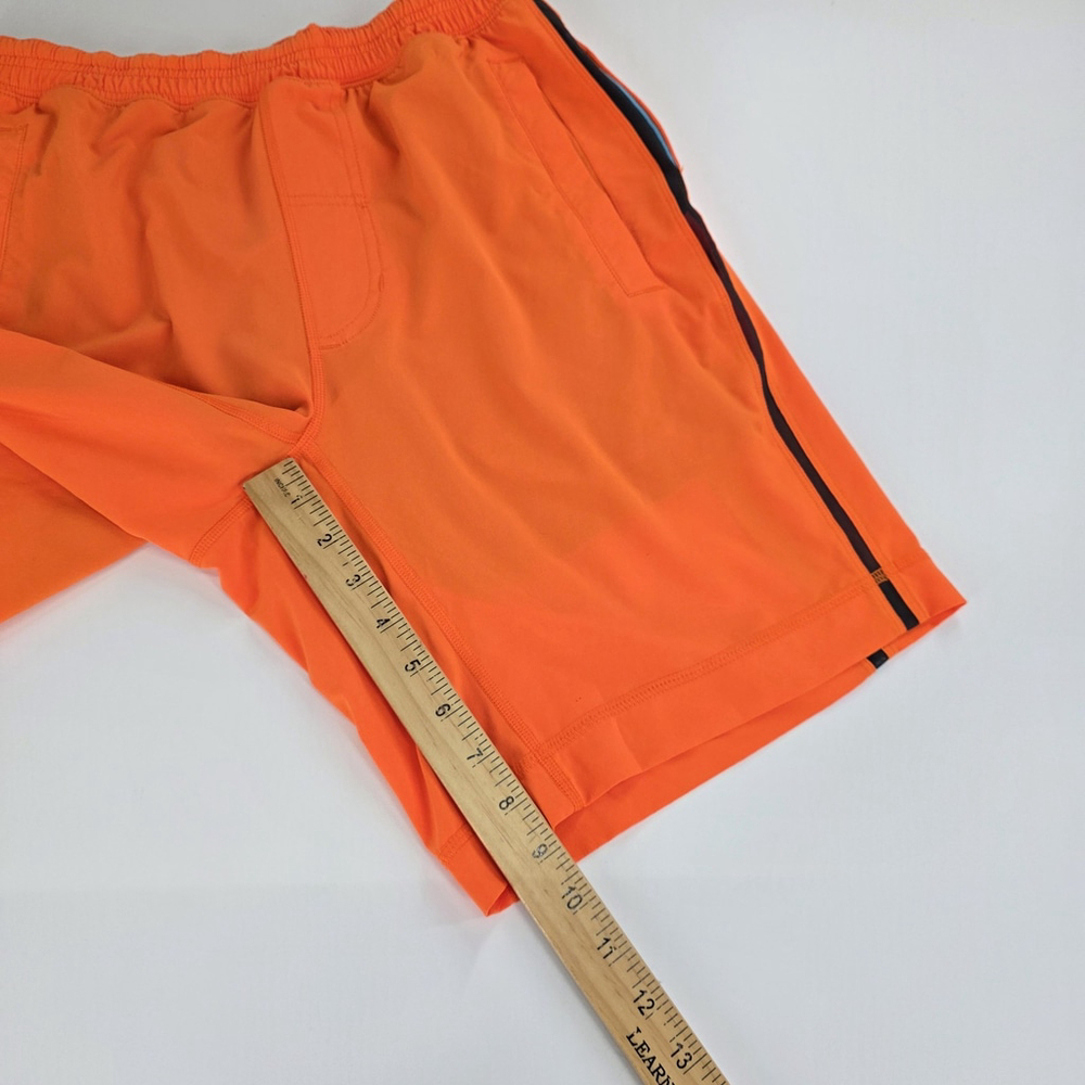 Lululemon Mens Lined Training Shorts Orange Reflective Athletic Gym Running... - Picture 9 of 11